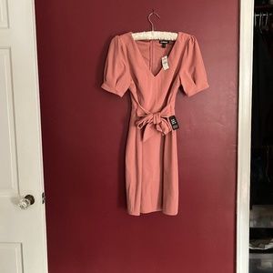 Express rose colored puff sleeve dress NWT